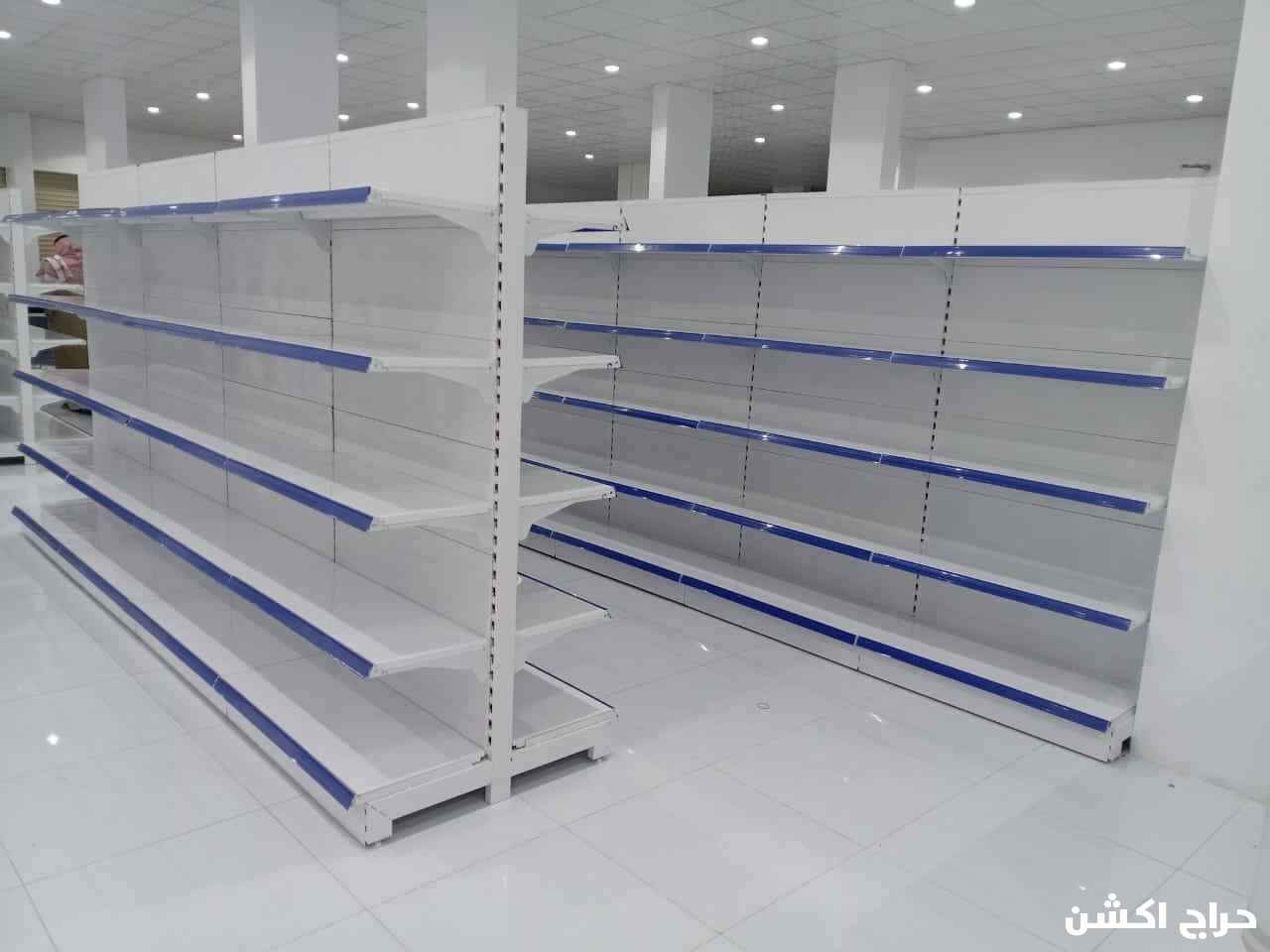 رفوف بقاله رفوف سوبر ماركت رفوف تموينات رفوف صيدليه رفوف قرطاسيه
