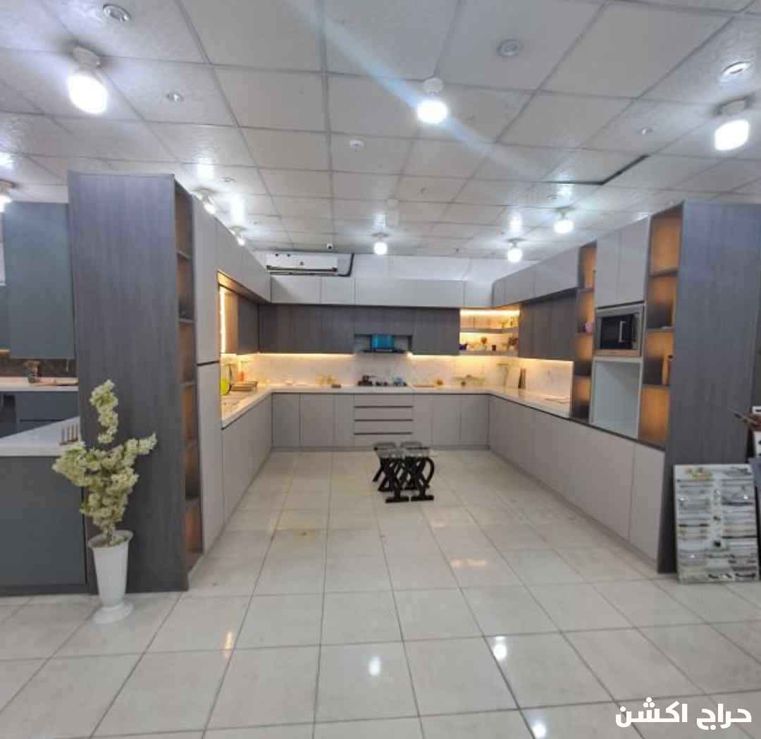 مطبخ تفصيل صاج الماني جديد رفوف اربعه ملي حديثه رخام صناعي وامركي وجلقسي مفصلات ايطالي حسب المقاسات وتصميم وطلب ازبوان اي شكل واي تصميم عمق ستين ارتفاع مترين وعشرين قطع عام بل متر ضمان عشر سنوات جودة عالية